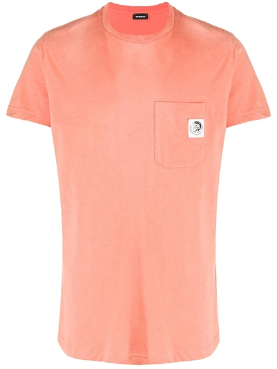 Shop Diesel T-worky-mohi Cotton T-shirt In Orange