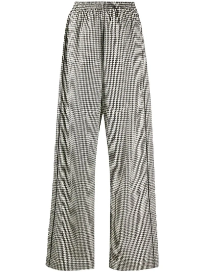 Shop Balenciaga Houndstooth Wide-leg Trousers In White
