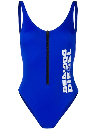 Shop Diesel X Sea-doo Zip Front Swimsuit In Blue