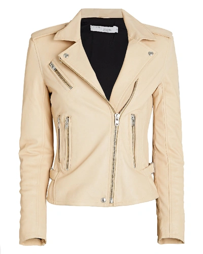 Shop Iro Newhan Leather Biker Jacket In Ivory