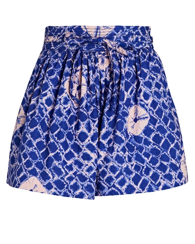 Shop Ulla Johnson Willow Tie-waist Cotton Shorts In Blue/pink