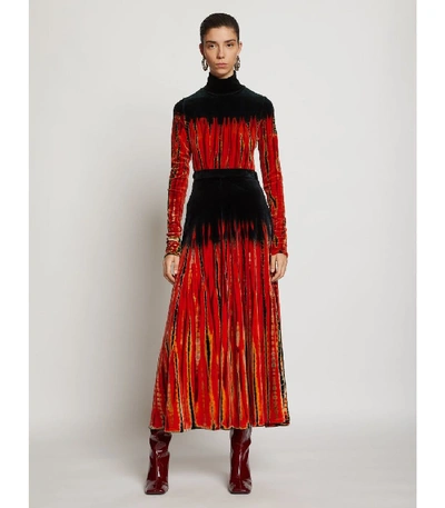 Shop Proenza Schouler Tie Dye Velvet Turtleneck In Poppy/fatigue/navy/orange