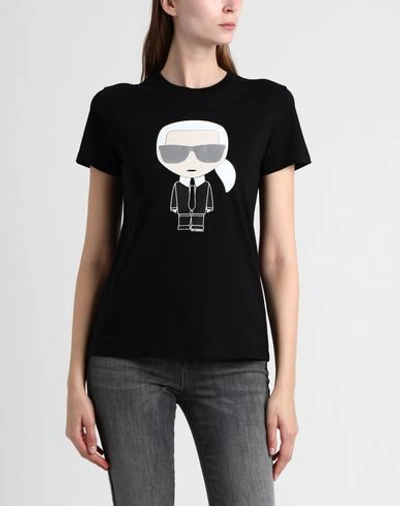 Shop Karl Lagerfeld Ikonik Karl T-shirt Woman T-shirt Black Size S Cotton