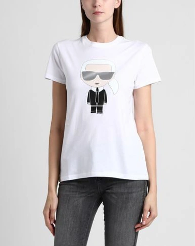 Shop Karl Lagerfeld Ikonik Karl T-shirt Woman T-shirt White Size M Cotton