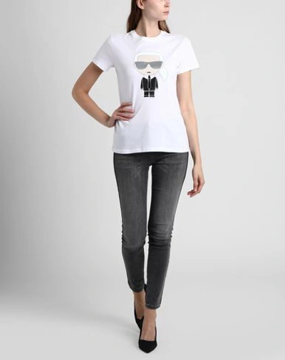 Shop Karl Lagerfeld Ikonik Karl T-shirt Woman T-shirt White Size M Cotton