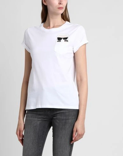 Shop Karl Lagerfeld Ikonik Karl Pocket T-shirt Woman T-shirt White Size M Cotton