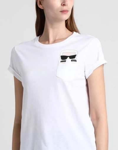 Shop Karl Lagerfeld Ikonik Karl Pocket T-shirt Woman T-shirt White Size L Cotton