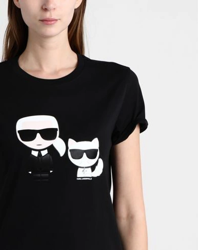 Shop Karl Lagerfeld Ikonik Karl & Choupette Tee Woman T-shirt Black Size S Cotton