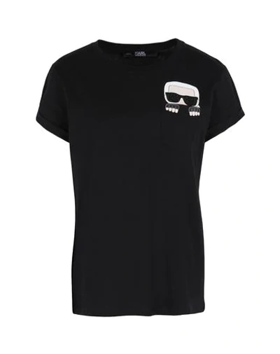 Shop Karl Lagerfeld Ikonik Karl Pocket T-shirt Woman T-shirt Black Size Xs Cotton