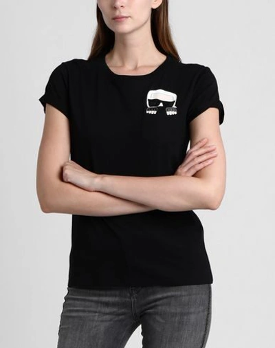 Shop Karl Lagerfeld Ikonik Karl Pocket T-shirt Woman T-shirt Black Size Xs Cotton
