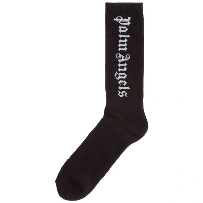 Shop Palm Angels Men's Socks Gothic Logo In Black