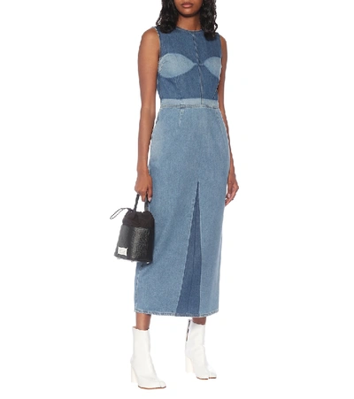 Shop Mm6 Maison Margiela Denim Midi Dress In Blue