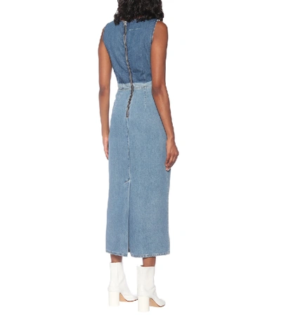 Shop Mm6 Maison Margiela Denim Midi Dress In Blue