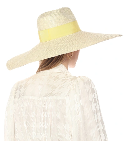 Shop Balmain Wide-brim Straw Hat In Black