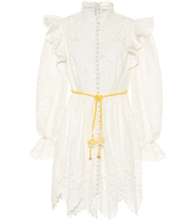 Shop Zimmermann Carnaby Linen Minidress In White