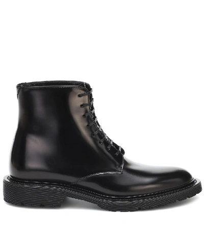 Shop Saint Laurent Army 20 Leather Lace-up Boots In Noir