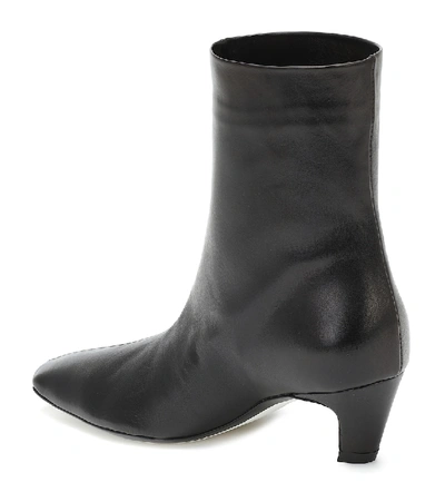 Khaite Leather Arizona Heeled Ankle Boots 50 In Black