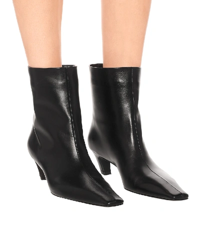 Khaite Leather Arizona Heeled Ankle Boots 50 In Black