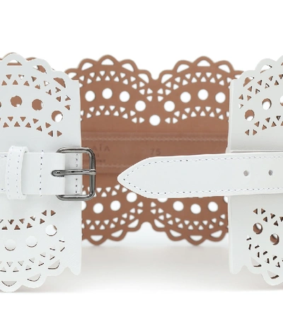 Shop Alaïa Leather Corset Belt In White