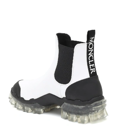 Shop Moncler Hanya Leather Ankle Boots In White