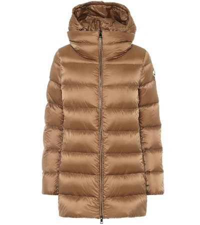 Shop Moncler Ange Down Coat In Brown