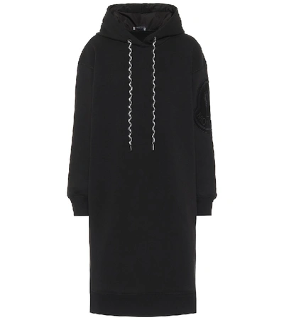 Shop Moncler Cotton-blend Jersey Dress In Black
