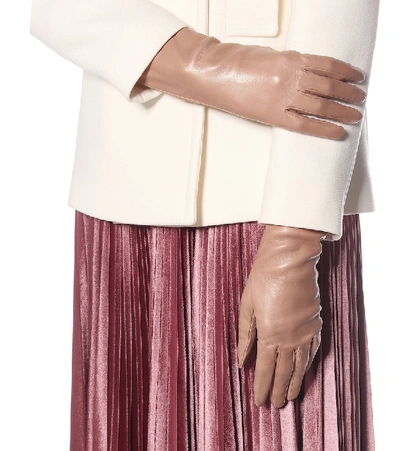 Shop Valentino Leather Gloves In Pink