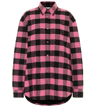 Shop Balenciaga Checked Shirt Jacket In Pink