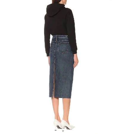 Shop Balenciaga Denim Midi Skirt In Blue