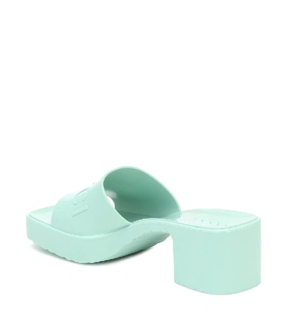 Shop Gucci Logo Rubber Platform Sandals In Green
