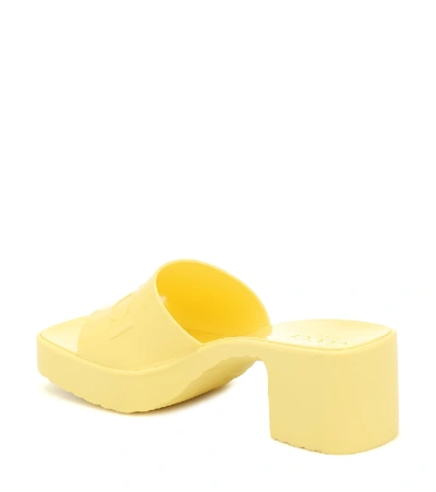 Shop Gucci Logo Rubber Platform Sandals In Yellow