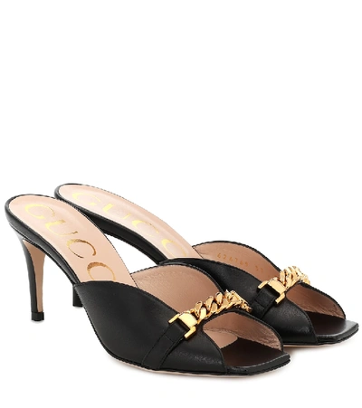 Shop Gucci Sylvie Leather Sandals In Black