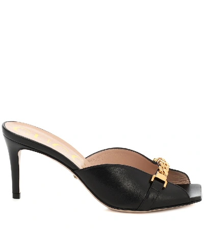 Shop Gucci Sylvie Leather Sandals In Black