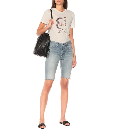 Shop Saint Laurent Love Yves 1975 Cotton-jersey T-shirt In White