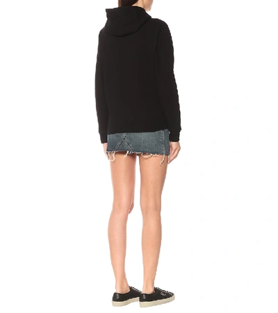 Shop Saint Laurent Logo Cotton-jersey Hoodie In Black