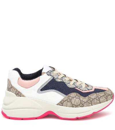 Shop Gucci Gg Rhyton Leather-trimmed Sneakers In Multicoloured