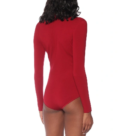 Shop Alaïa Wool-blend Bodysuit In Red