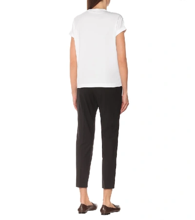 Brunello Cucinelli Bead-embellished Stretch-cotton Jersey T-shirt In White
