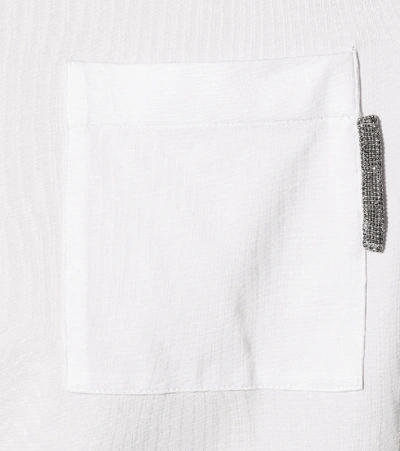 Brunello Cucinelli Bead-embellished Stretch-cotton Jersey T-shirt In White