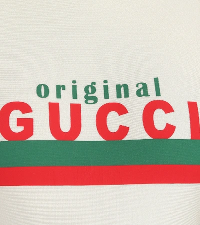 Shop Gucci Logo Swimsuit In White