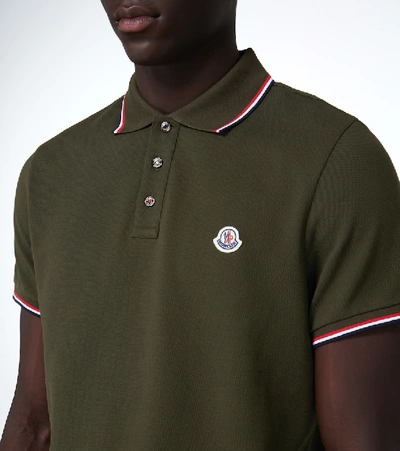 Shop Moncler Short-sleeved Polo Shirt With Logo In Green