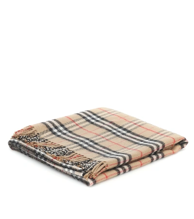 Shop Burberry Vintage Check Merino Wool Blanket In Beige
