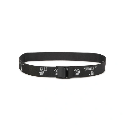 Shop Off-white Black Logo-jacquard Canvas Belt