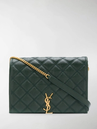 Shop Saint Laurent Becky Small Quilted Shoulder Bag In Green