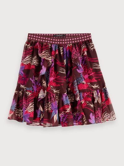 Shop Scotch & Soda Printed Ruffle Skirt In Multicolour