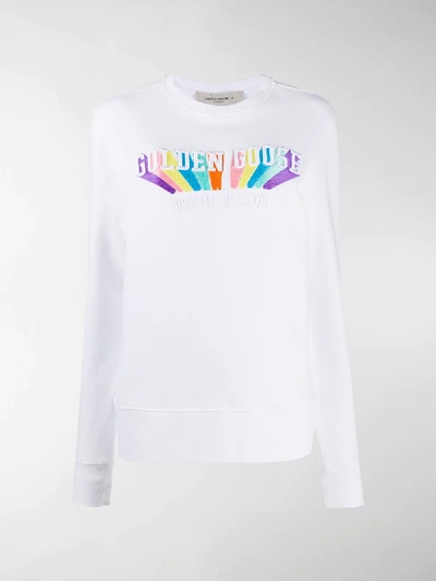 Shop Golden Goose Dreamers Club Crew Neck Sweatshirt In White