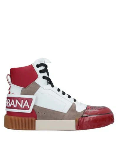 Shop Dolce & Gabbana Man Sneakers Red Size 7 Calfskin, Polyester, Polyurethane, Viscose