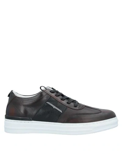 Shop Alberto Guardiani Man Sneakers Dark Brown Size 12 Soft Leather