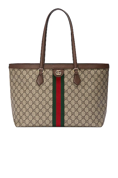 Shop Gucci Ophidia Tote In Beige Ebony