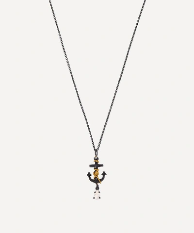 Shop Acanthus Oxidised Silver Moonstone Anchor Pendant Necklace